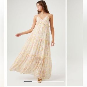 Tiered Floral Print Maxi Dress